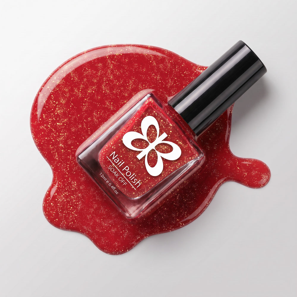Vernis à Ongles HD – couleur Rouge Pailleté