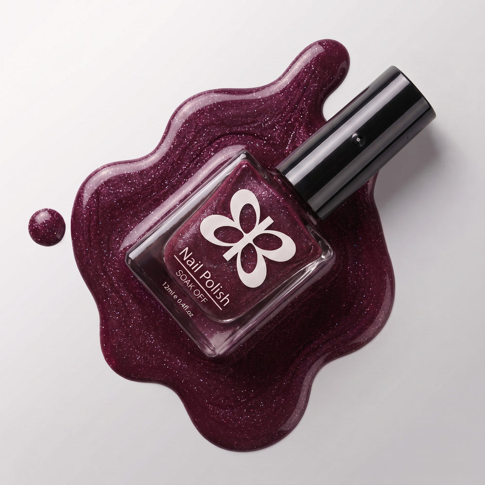Vernis à Ongles HD – couleur Cerise Noire Pailletée
